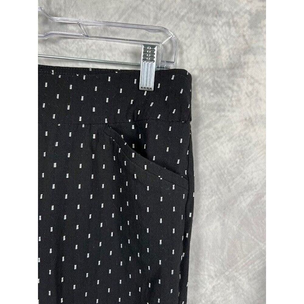 Talbots Pull On Viscose Straight Leg Black with White Embroidered Pants Sz 4 - Picture 3 of 7